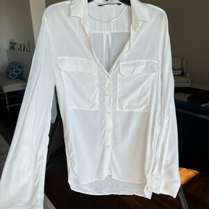 Zara White Long Sleeve Button Down Shirt